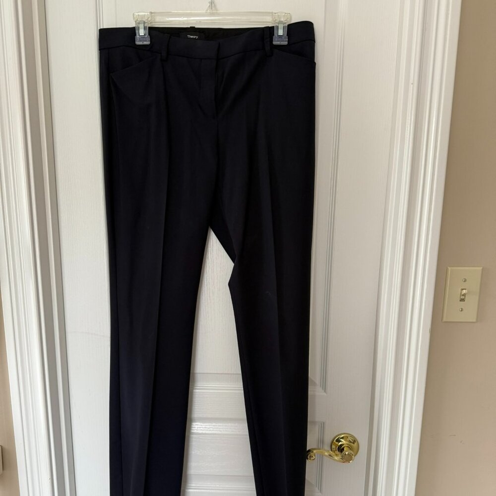 Theory Trouser Straight Leg Navy Pant Size 10